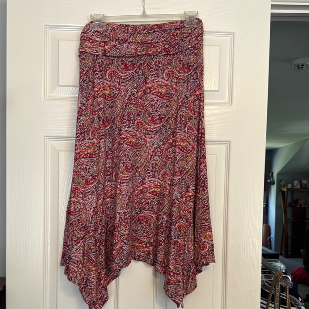 Red Asymmetrical Midi Skirt for Casual Wear